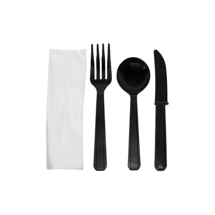 Heavy Duty Black Cutlery Kit - 250/Case