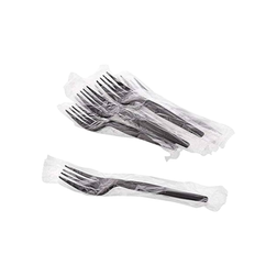 Medium Weight Black Plastic Fork, Individually Wrapped - 1000/Case
