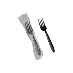 Medium Weight Black Plastic Fork, Individually Wrapped - 1000/Case