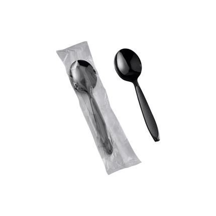 Heavy Duty Black Plastic Tea Spoon, Individually Wrapped PS - 1000/Case