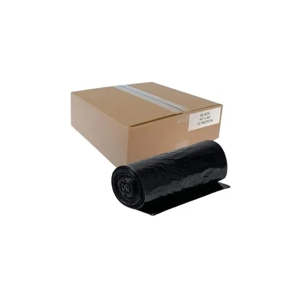 Black Plastic Trash Can Liner 40" x 54" 22 Mic - 150/Case