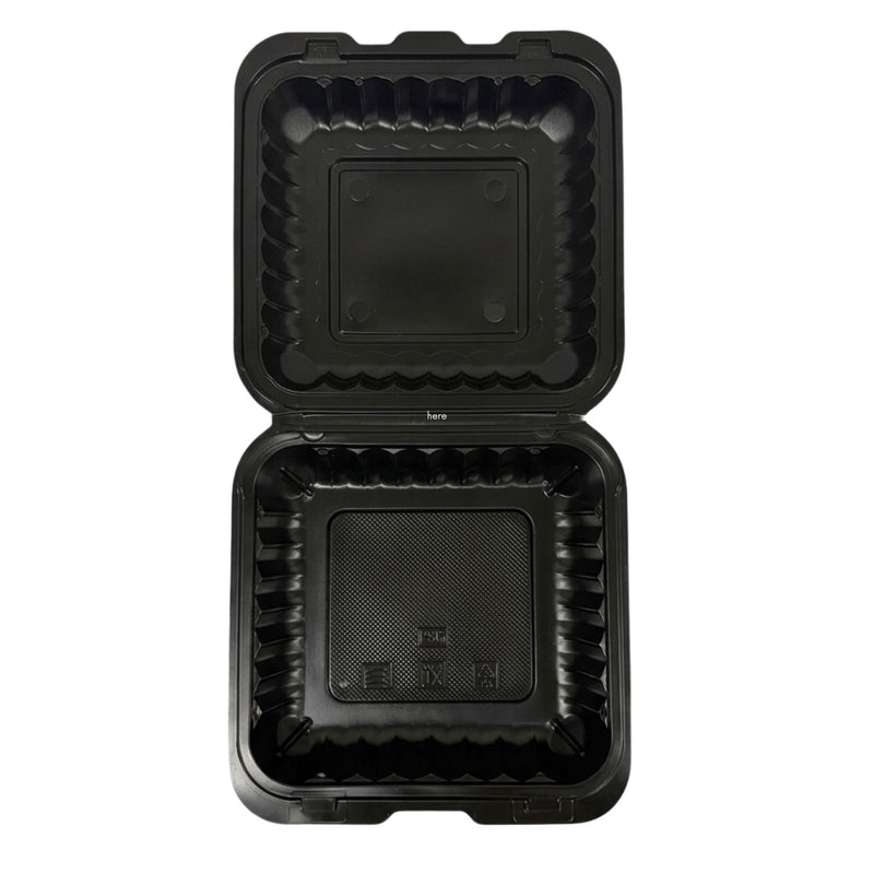 Black Hinged Container (Mineral-Filled Polypropylene) 1 Compartment 9x9 - 50/Case