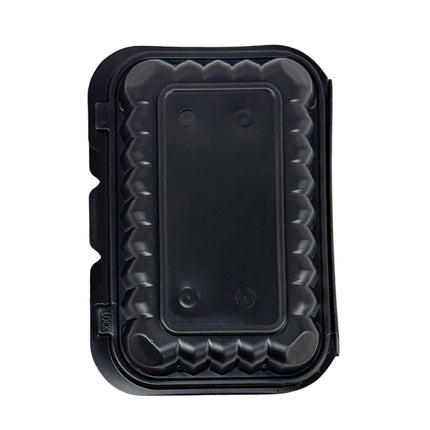 Black Hinged Container (Mineral-Filled Polypropylene) 1 Compartment 9x6 back side