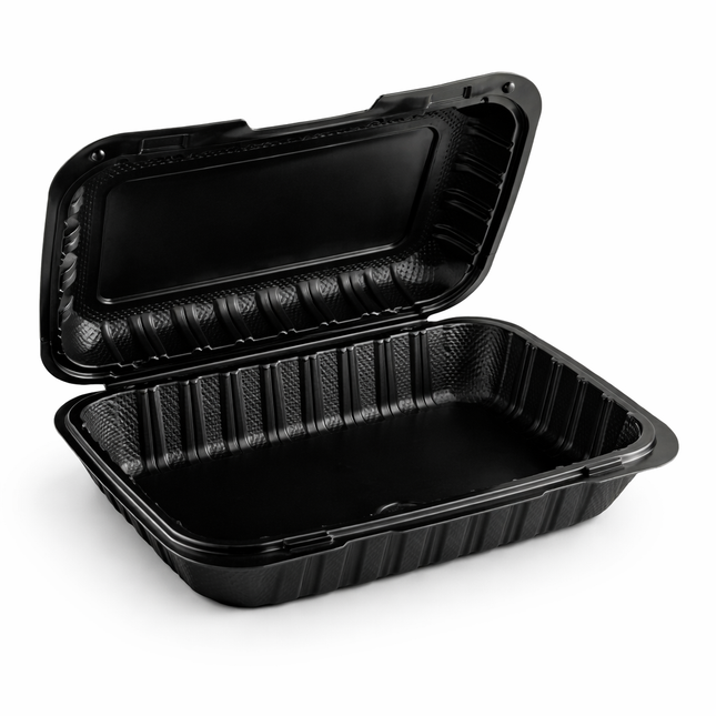 MFPP Black Hinged Container 1 Compartment 9x6 150/Case
