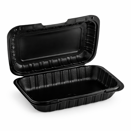 MFPP Black Hinged Container 1 Compartment 9x6 150/Case