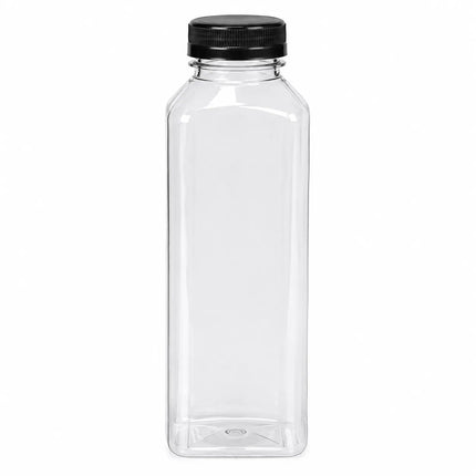 32 oz Clear PET Juice Bottle with Lid - 50/Case