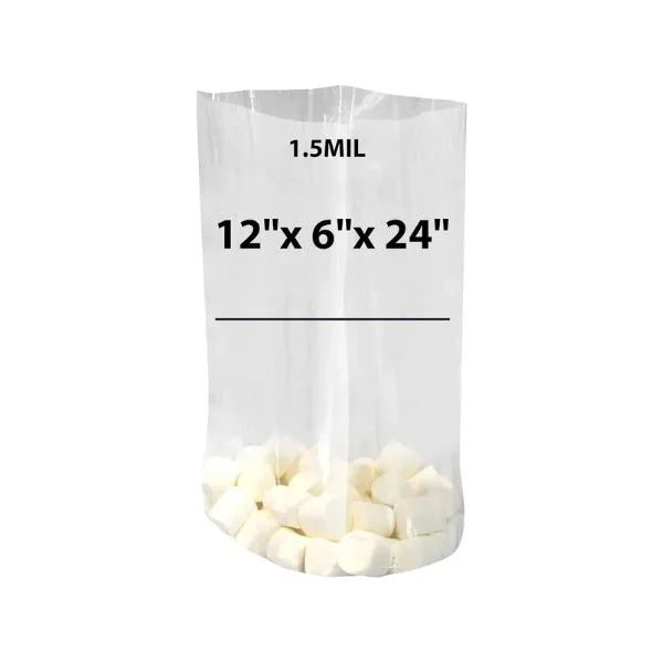 Clear Plastic Poly Bag 12" x 6" x 24" 1.5 Mill #14 - 300/Case
