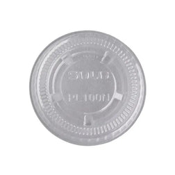 Tapa plana transparente de PET de 9/12 oz con ranura para pajita - 1000/caja 