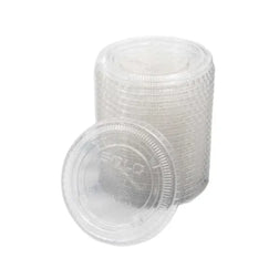 Tapa plana transparente de PET de 9/12 oz con ranura para pajita - 1000/caja 