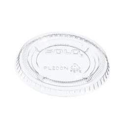 Tapa plana transparente de PET de 9/12 oz con ranura para pajita - 1000/caja 