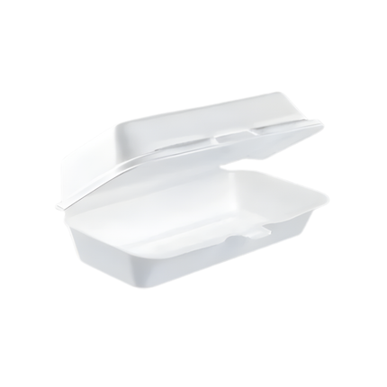 Dart 72HT1R White Foam Hinged Lid Container 7x3 - 1 Compartment – 500/Case