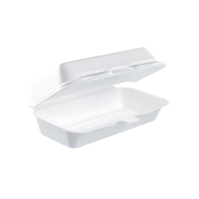 Dart 72HT1R White Foam Hinged Lid Container 7x3 - 1 Compartment – 500/Case