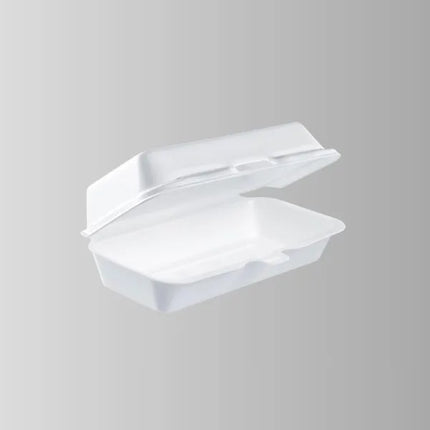 Dart 72HT1R White Foam Hinged Lid Container 7x3 - 1 Compartment – 500/Case
