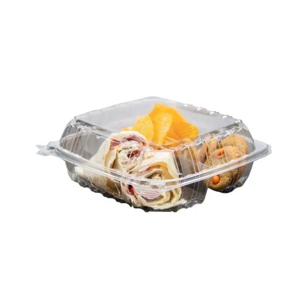 Dart C90PST3R Plastic Clear Hoagie Container - 3 Compartment – 250/Case