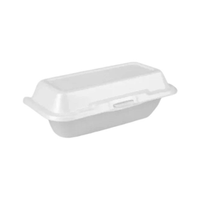 Dart 99HT1R White Foam Hinged Lid Container 9" x 5" - 1 Compartment – 500/Case