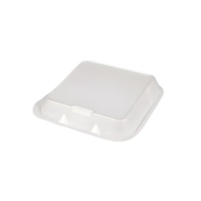 Foam Pak FP2400 White Foam Hinged Lid Small Container 8 3/8" x 7 7/8" x 2 7/8" - 1 Compartment – 200/Case
