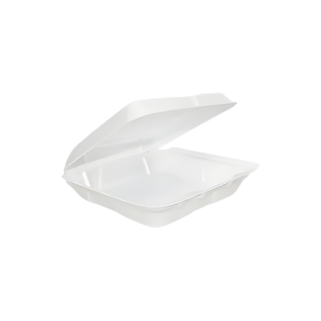 Foam Pak FP8001 White Foam Hinged Lid Container 8" x 8" - 1 Compartment – 200/Case