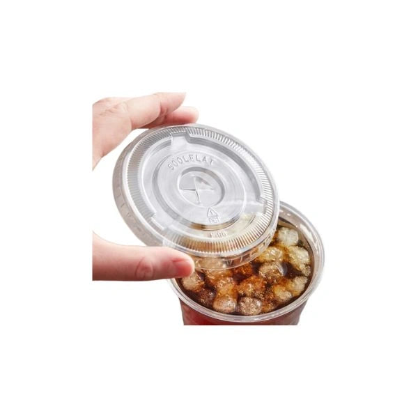 Flat Lid with Straw Slot – Fits 9 oz & 12 oz PET Cups – F92SS (1000/Case)