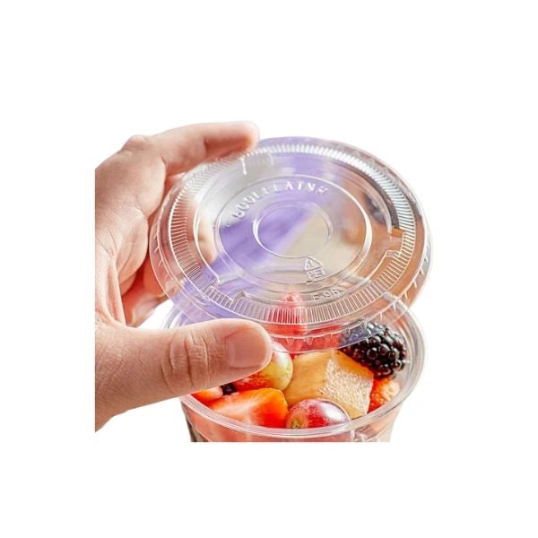 Fits 9 Oz & 12 Oz PET Cups - Flat PET Lid with No Straw Slot F92NS - 1000/Case