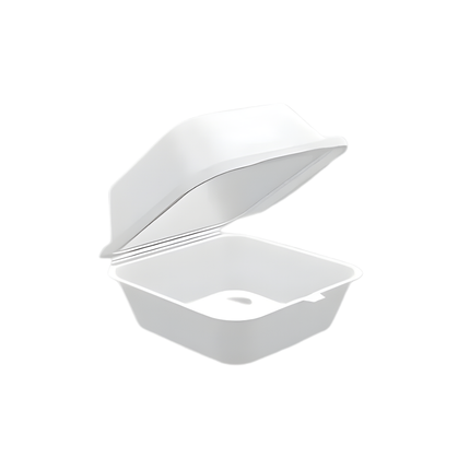 Foam Pak White Foam Hinged Lid Container 5.75" x 5.75" x 3.2" - 1 Compartment – 500/Case