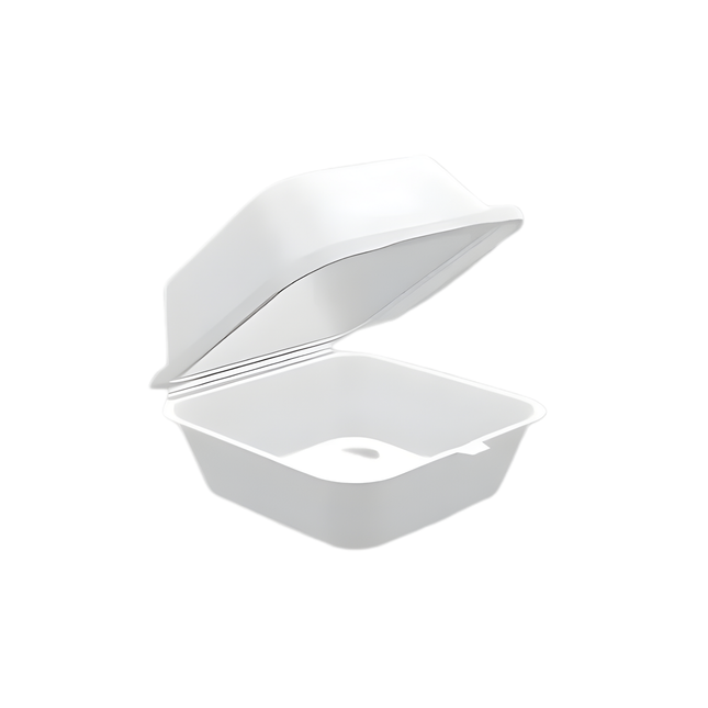 Foam Pak White Foam Hinged Lid Container 5.75" x 5.75" x 3.2" - 1 Compartment – 500/Case