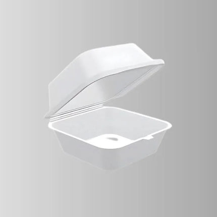 Foam Pak White Foam Hinged Lid Container 5.75" x 5.75" x 3.2" - 1 Compartment – 500/Case