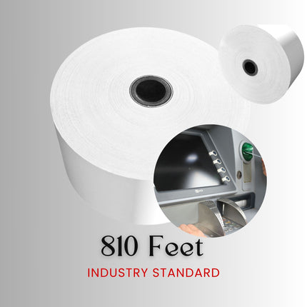 3 1/8" x 810' 48 GSM ATM Thermal Paper Roll – White (8/Case)