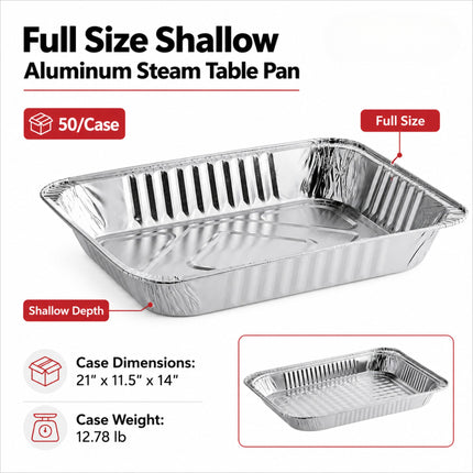 Full size shallow aluminum steam table pan 50 case