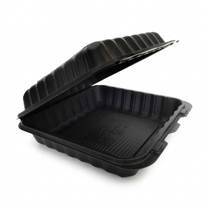 MFPP Black Hinged Container 1 Compartment 9x9 150/Case