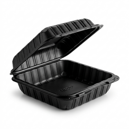 MFPP Black Hinged Container 1 Compartment 9x9 150/Case