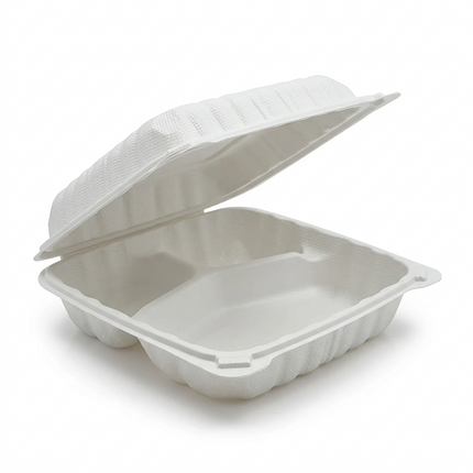 MFPP White Hinged Container 3 Compartment 8x8 150/Case