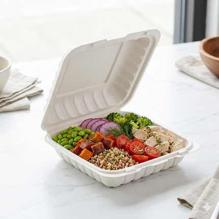 MFPP White Hinged Container 1 Compartment 8x8 150/Case