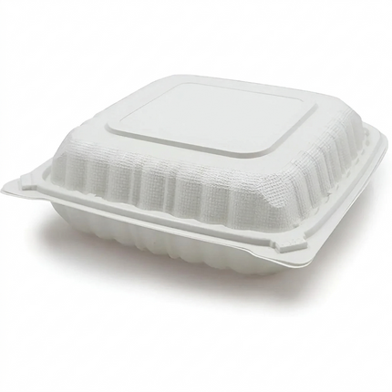 MFPP White Hinged Container 3 Compartment 8x8 150/Case