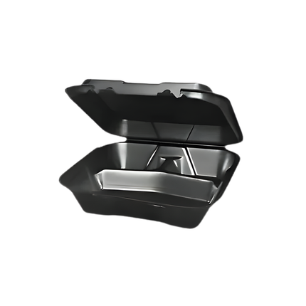 Genpak SN243-3L Black Foam Hinged Lid Container 8" x 8" - 3 Compartment – 200/Case
