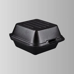 Genpak SN225-3L Black Foam Hinged Lid Container 6