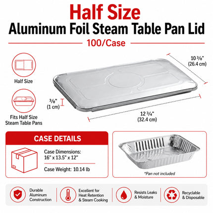 Half Size Aluminum Foil Steam Table Pan Lid