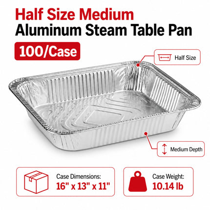 Half Size Medium Aluminum Steam Table Pan