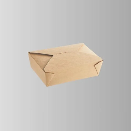 Kraft Microwavable Folded Paper #4 Take-Out Container 7 7/8" x 5 1/2" x 3 1/2" - 160/Case