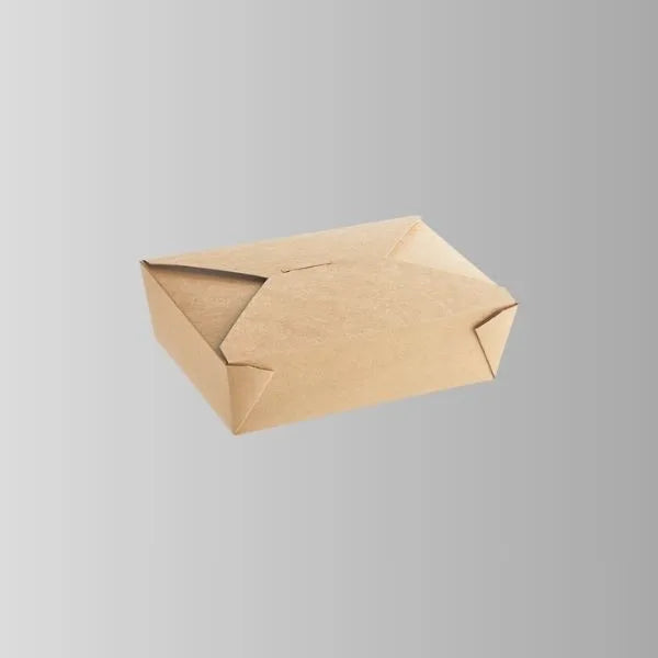 Kraft Microwavable Folded Paper #4 Take-Out Container 7 7/8" x 5 1/2" x 3 1/2" - 160/Case