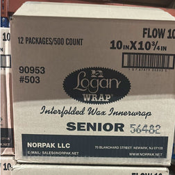 Papel encerado para envolver fiambres entrelazado de 10" x 10 3/4" de Logan<br> 6000/caja 