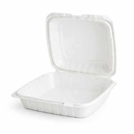 MFPP White Hinged Container 1 Compartment 8x8 150/Case