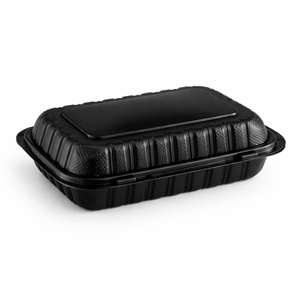 MFPP Black Hinged Container 1 Compartment 9x6 150/Case