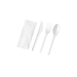 Medium Weight White Plastic Cutlery Kit - 250/Case