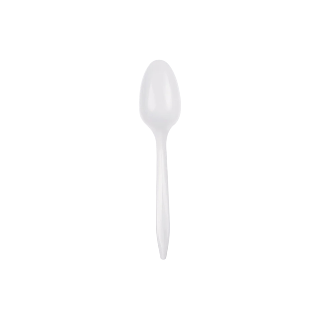 Medium Weight White Plastic Teaspoon - 1000/Case