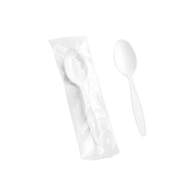 Medium Weight White Plastic Teaspoon - 1000/Case