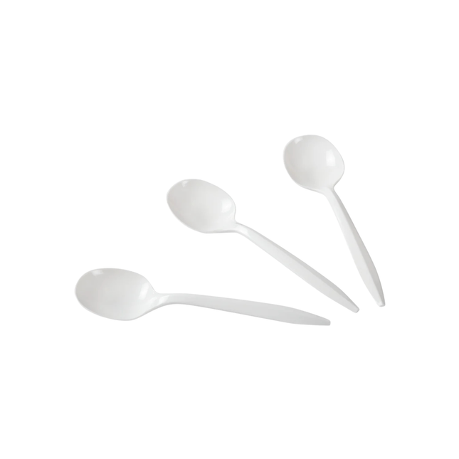 Medium Weight White Plastic Soup Spoon - 1000/Case
