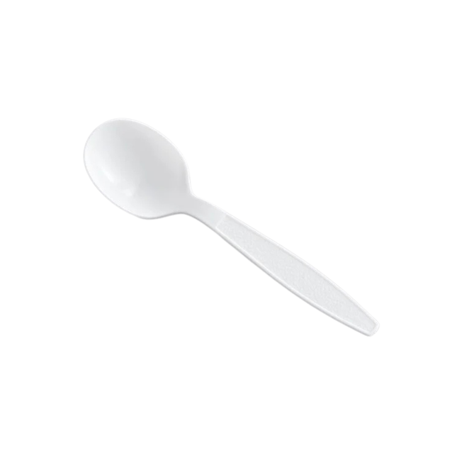 Medium Weight White Plastic Soup Spoon - 1000/Case