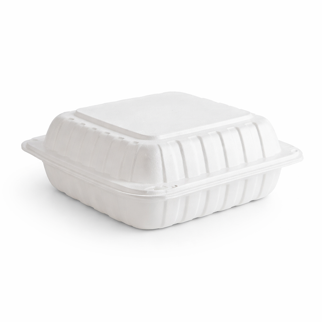 MFPP White Hinged Container 1 Compartment 8x8 150/Case