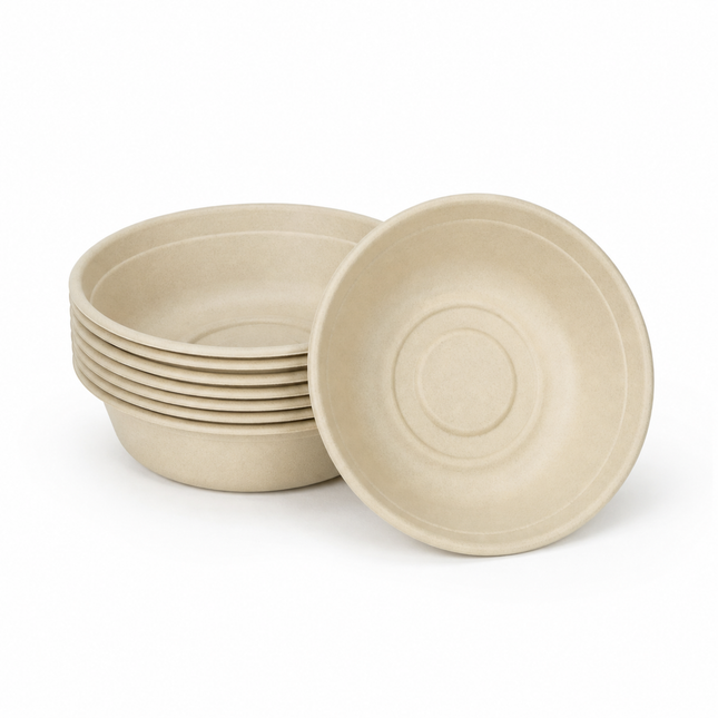 Rise Up 16 oz Natural Bagasse Round Bowl - 1000/Case
