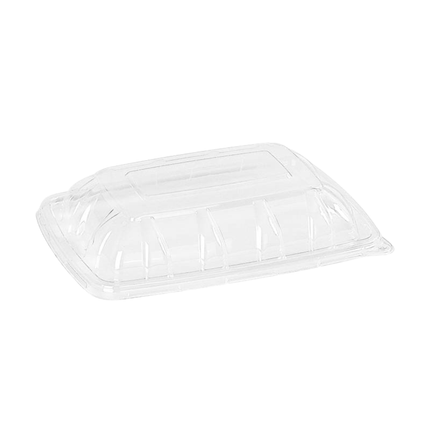 Bagasse Taco Take-out Tray with Plastic Lid 3-Compartment - 300/Case